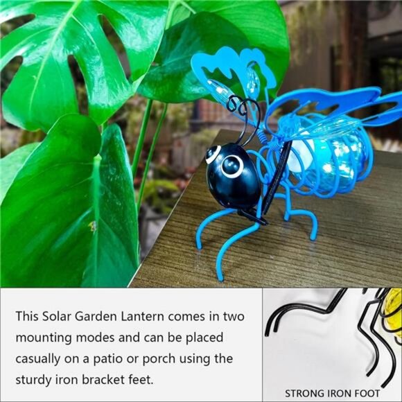 Solar Garden Lantern Outdoor Decorative Waterproof LED Bug Lights Tabletop - Picture 5 of 7